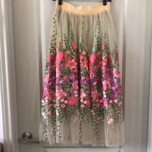 Aratta Behind The Scenes Embroidered Skirt Rose Mesh Size S